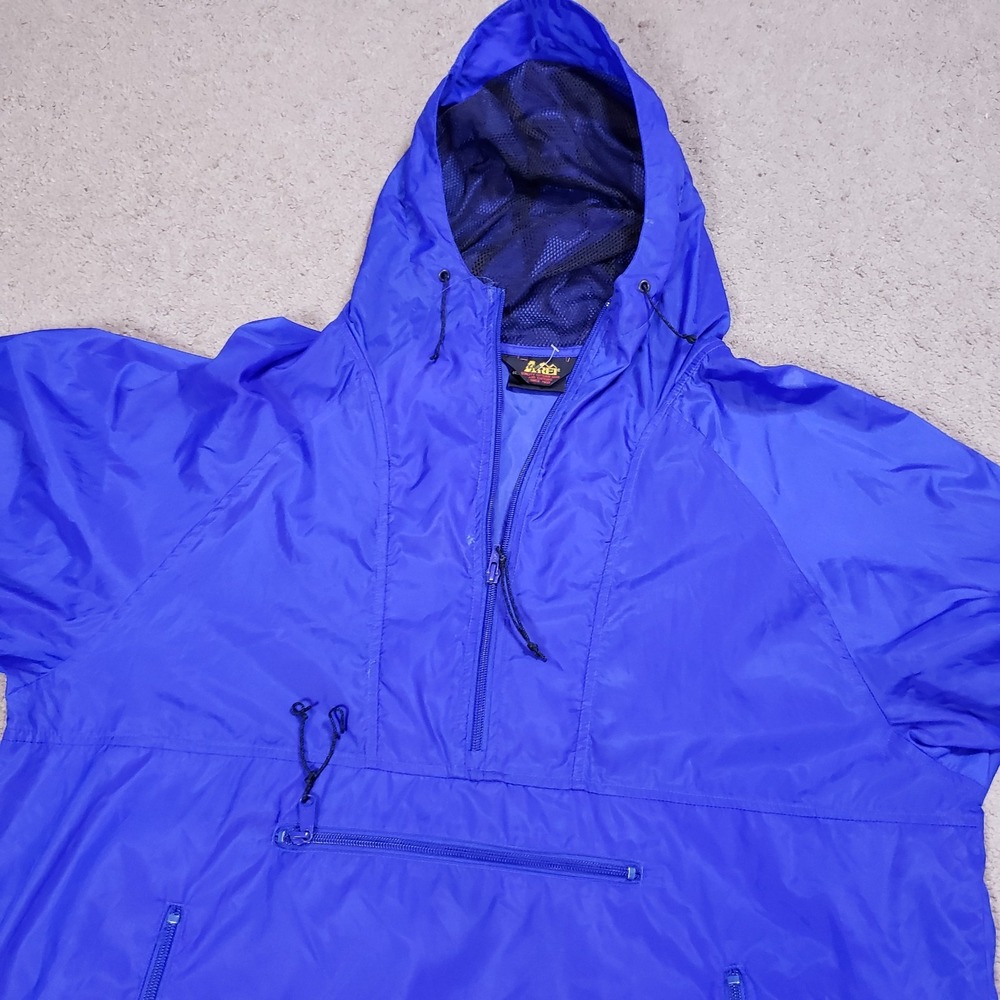 Vintage Rei Anorak Jacket Mens M Blue Lightweight 1/2 Zip Pullover Pockets - Picture 7 of 12